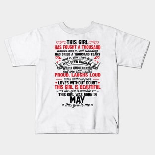 This Girl Was Born In May Kids T-Shirt